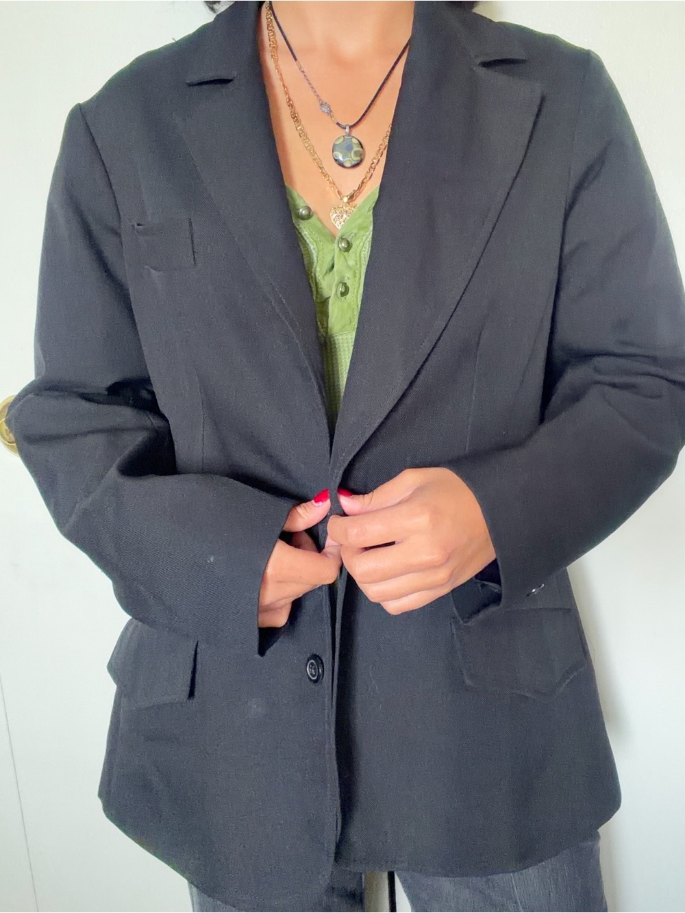 Black Women's Single-Breasted Blazer Jacket